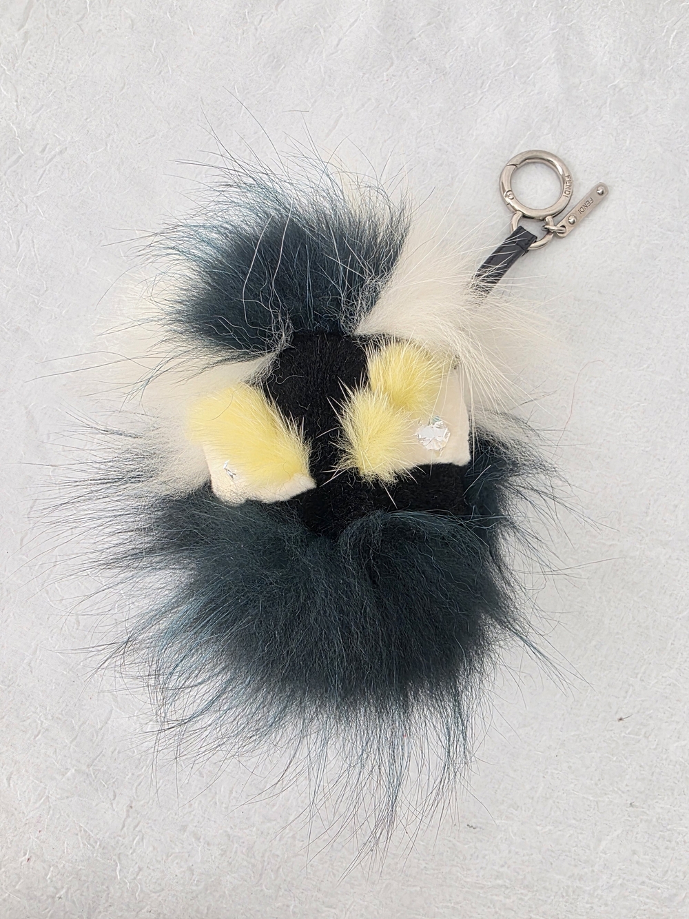 Auth Fendi Fur Monster Pom Bag/Key Charm